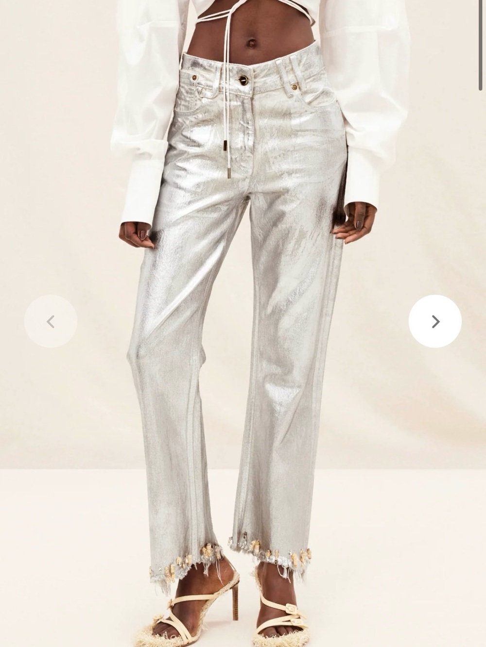 Jacquemus LE DE NIMES COURT ARTICHAUT SILVER LE RAPHIA FRINGE JEAN